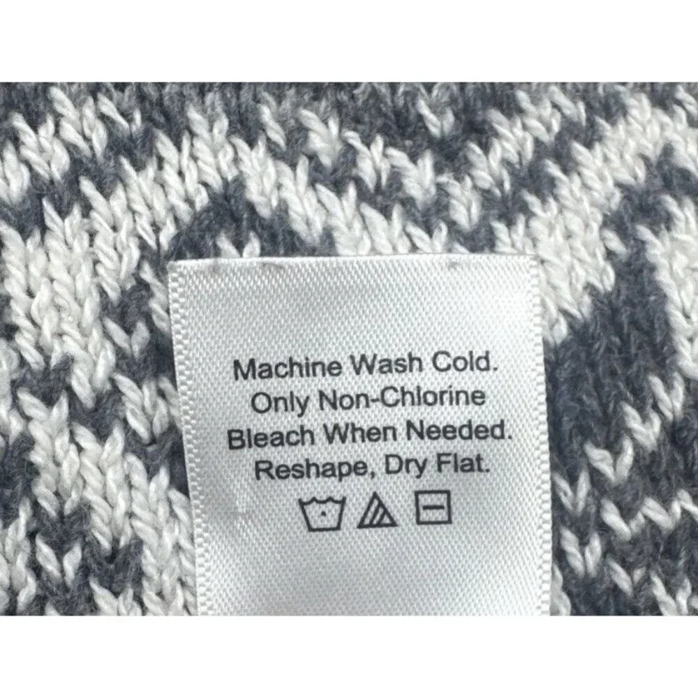 Reversible Cozy Gray White Fair Isle Throw Blanket Made In Canada 63” X 66”‎